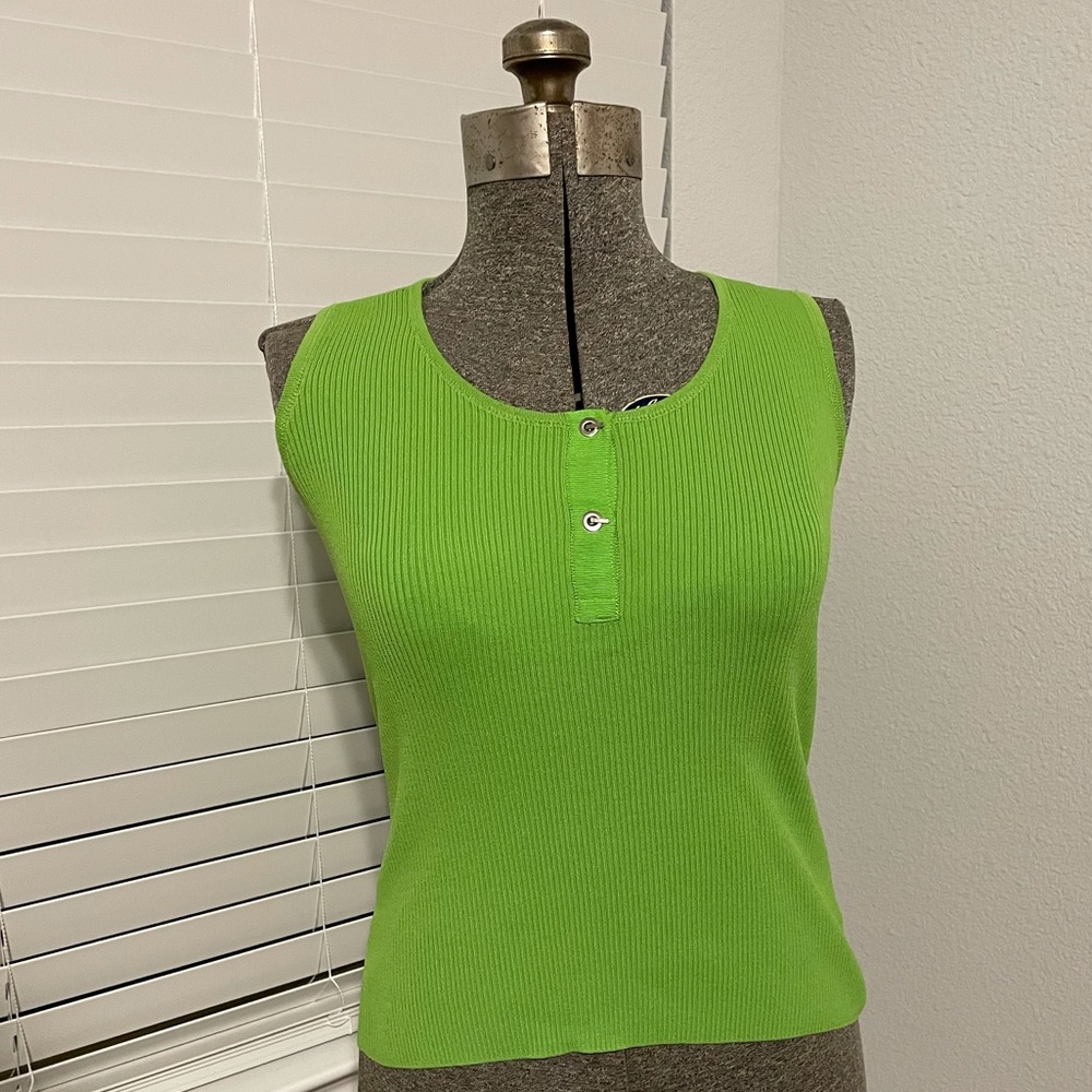 One Girl Who Ribbed Lime Green Tank